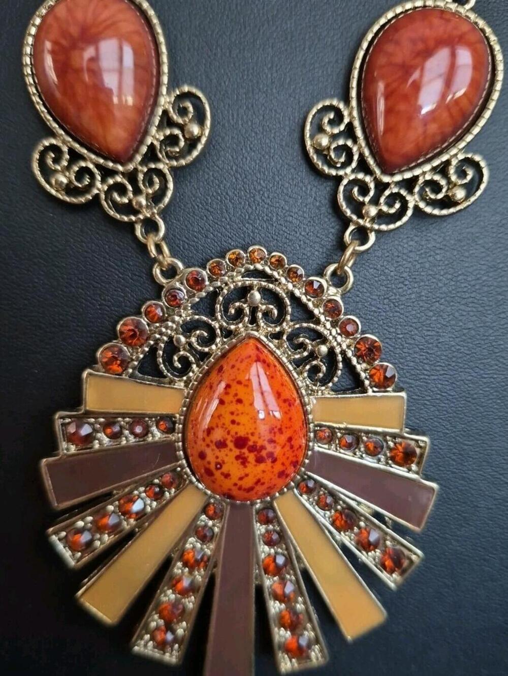 Erica Lyons Aztec Cleopatra Style Bib Statement Necklace